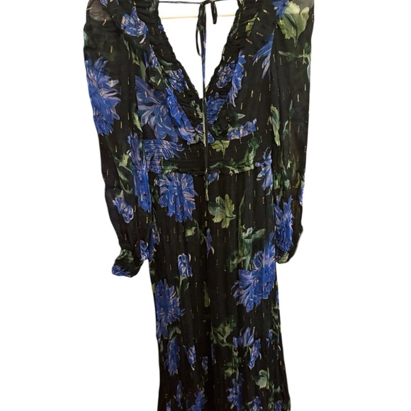 Anthropologie Black Dress with Blue Floral Print - Picture 3 of 6
